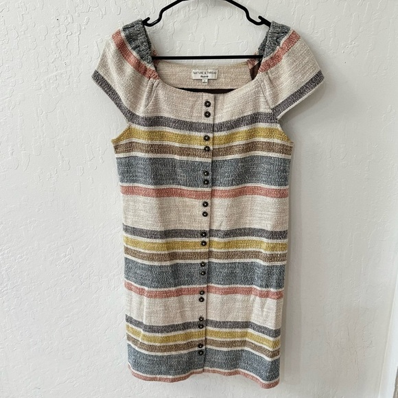 Madewell Texture and Thread Multicolor Cotton Cap Sleeve Mini Dress S - Picture 2 of 11